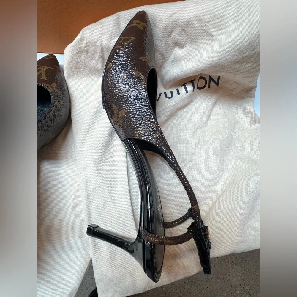 Louis Vuitton Cherie Monogram Brown Slingback Pumps - Picture 11 of 16